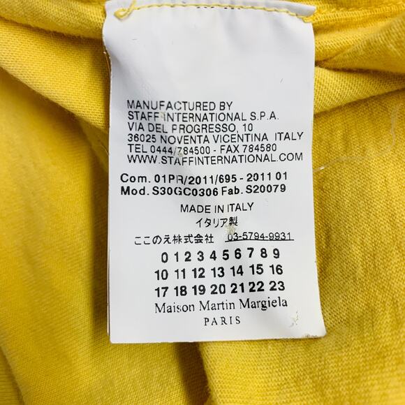 MAISON MARTIN MARGIELA Size M Yellow Cotton Side Snaps Crew Neck T-shirt - Picture 11 of 14